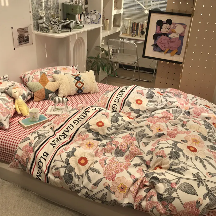 

Pastoral flower bed set,vintage sweet 1.2 1.5 1.8 2.0 cotton twin full queen king home textile flat sheet pillowcase duvet cover