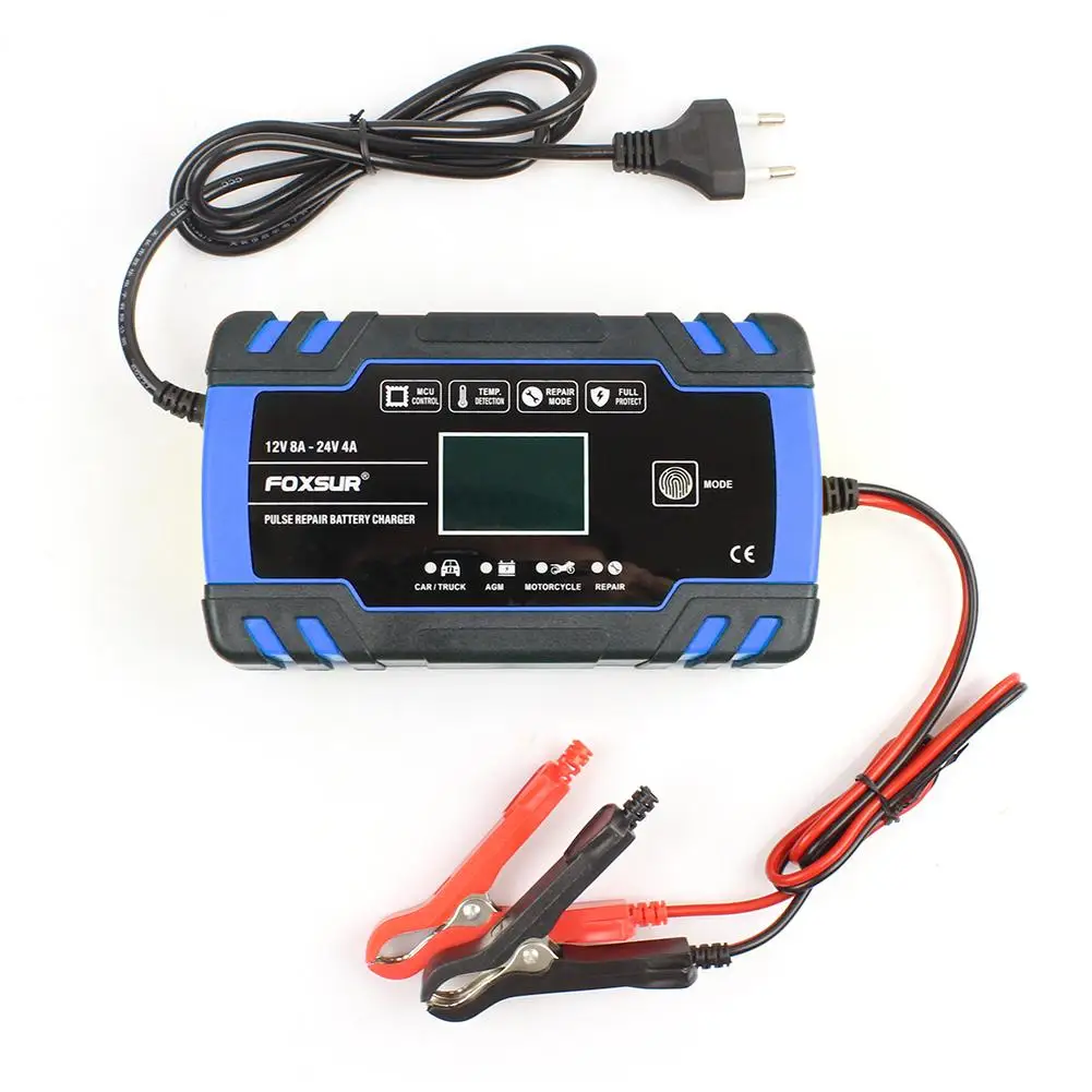 12v 24v Universal Pulse Repairing Charger with Lcd Display Motorcycle Car Battery Charger Agm Gel Wet Lead Acid Battery  Charger