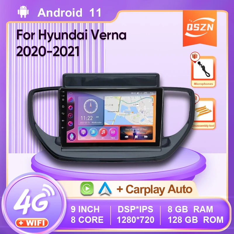 

Android Car Radio for Hyundai Verna 2020-2021 Multimedia Video Player Navigaion GPS 2Din DVD Head Unit Carplay Auto 8+128G
