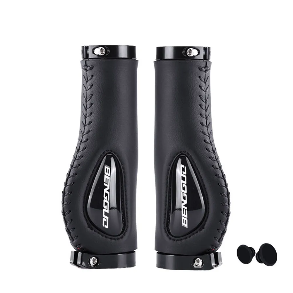

MTB Silicone Leather Handlebar Cover Handle Grips Bar End Non-Slip Aluminum Lock Double Aluminum Alloy Lock Ring 22.2mm Cycling