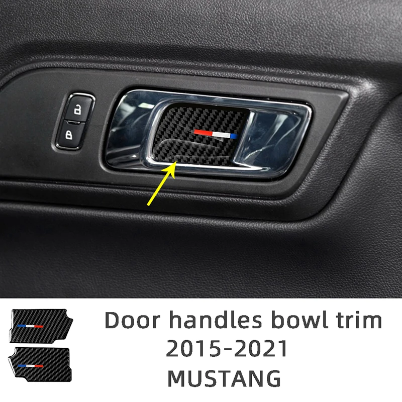 

Трехцветные накладки на дверные ручки из углеродного волокна для Ford Mustang 2015-2021, декоративные аксессуары