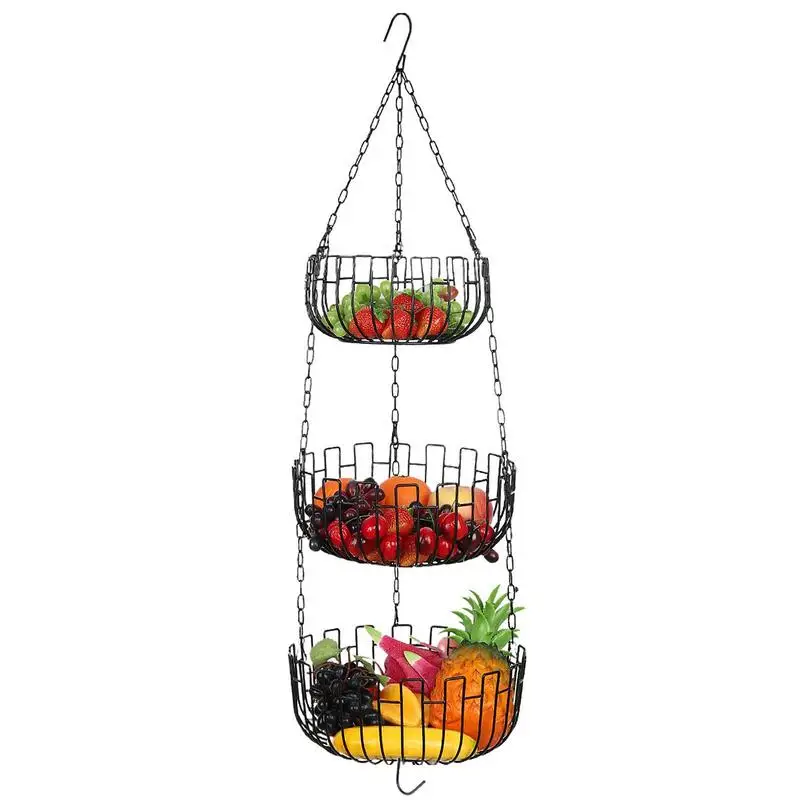 

Hangings Fruit Basket Fruit Plant Food Organizer Wall Hanging Vegetables Storage Basket Metal Wire Basket Reusable Food Holder