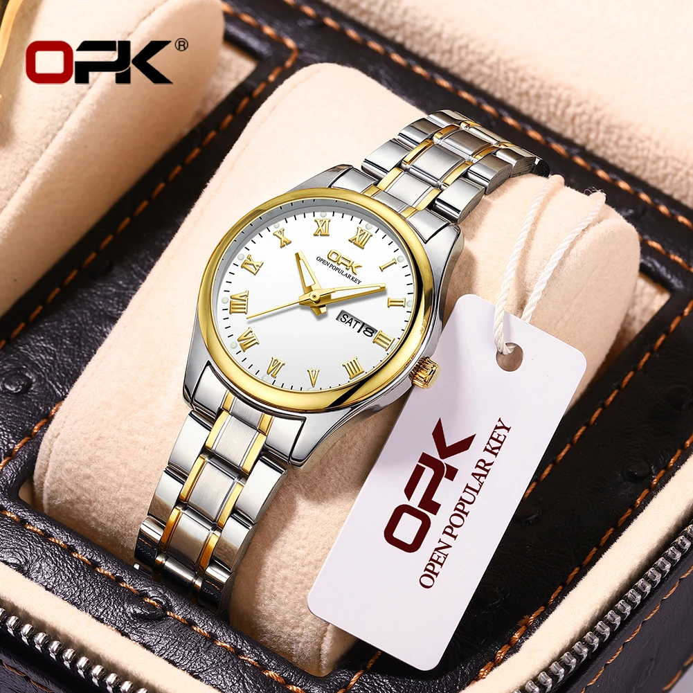 

OPK 8121 Elegant Women Watch Original Quartz Movement Watches For Women Waterproof Luminous Dual Calendar Hand Clock For Ladies