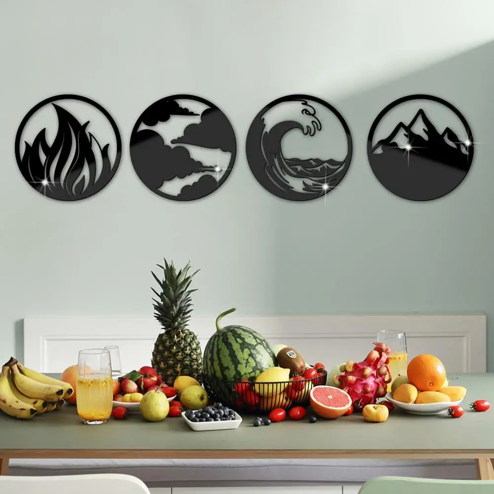 

4Pcs/Set Acrylic Wall Stickers Hollow Removable Seamless Shiny 3D Mirror Decals Stickers Home Decoration