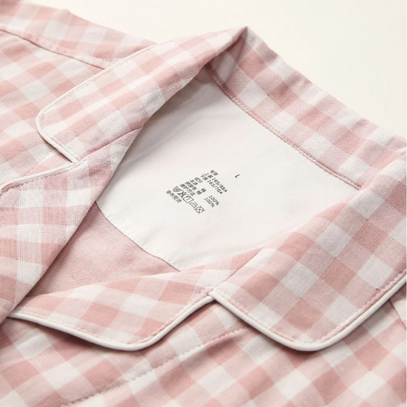 Pajamas Women's Summer Short-sleeved Shorts Pure Cotton Without Side Seams Japanese-style Couple Home Suit Breathable Sleepwear