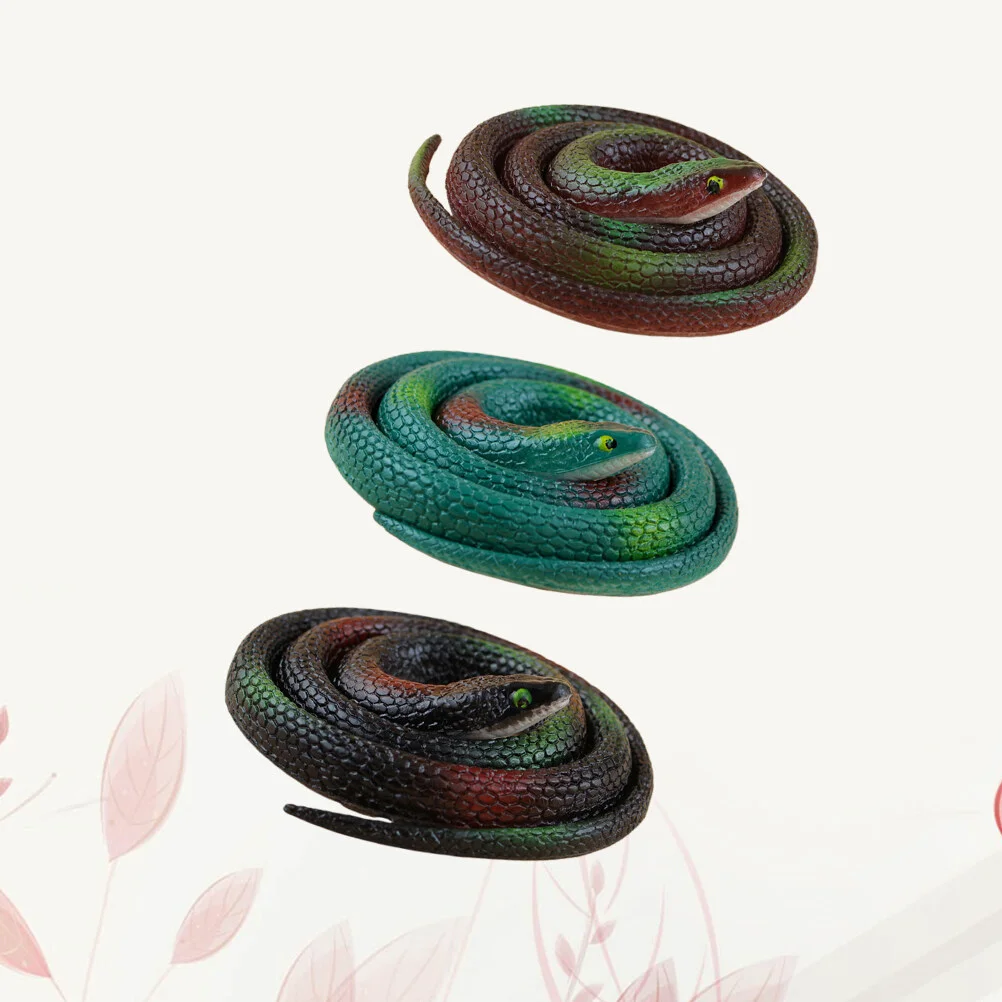 

Realistic Snakes Snake Toys for Garden Props to Scare Birds Squirrels Mice Pranks and Decoration Gag 3pcs Style 1
