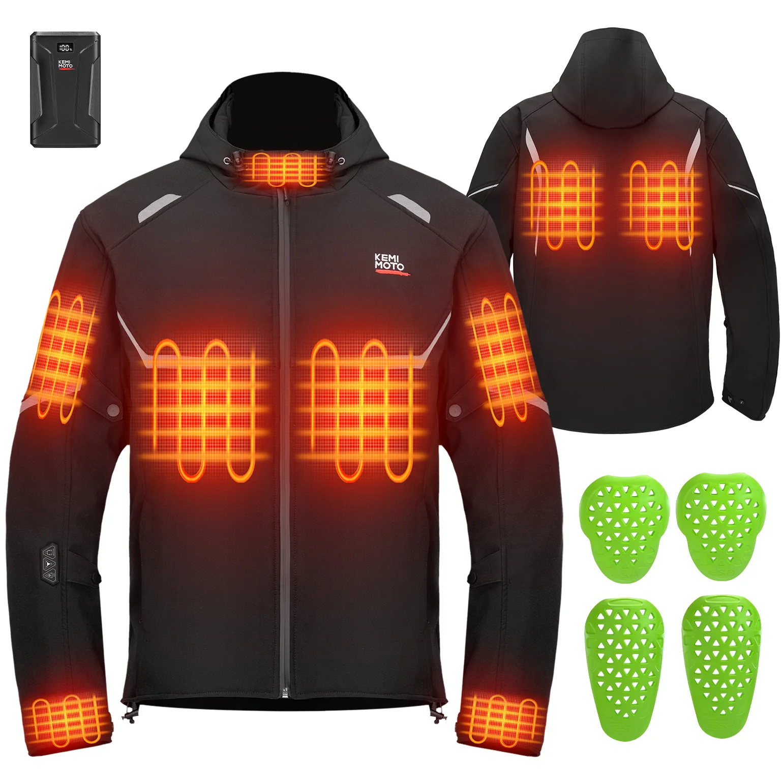 

KEMIMOTO куртка с подогревом, мотоциклетная куртка для верховой езды, мужская водонепроницаемая защитная экипировка из ЭВА, сертифицированная CE батарея для зимы на открытом воздухе