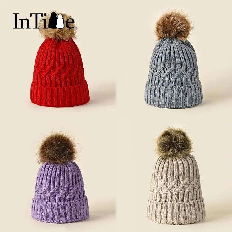 

Женская вязаная шапка с большим меховым помпоном, теплая непродуваемая зимняя шапка из акрилового волокна, дышащая шапка для отдыха, 2022