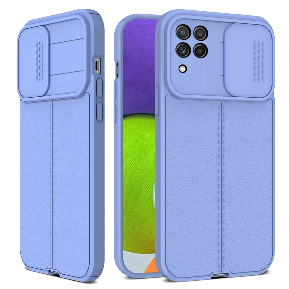 

Phone Case For Huawei P40 Lite Case Slide Camera Lens Protection Back Cover P30 Lite Oft Lychee Pattern Shockproof Phone Coque