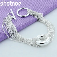 925 sterling silver multi chain round o bracelet for women party engagement wedding birthday gift fashion charm jewelry