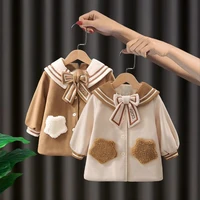 girls babys kids coat jacket outwear 2022 khaki thicken spring autumn cotton teenagers school gift overcoat sport childrens cl