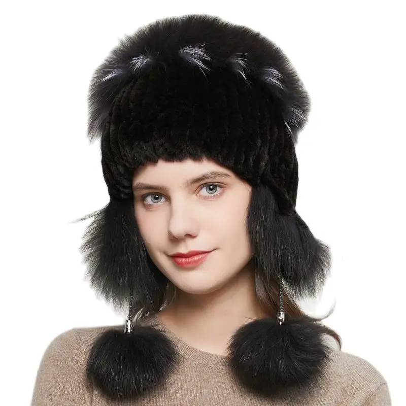 

Модная эластичная Женская термотрикотажная шапка с лисьими ушками в популярном стиле