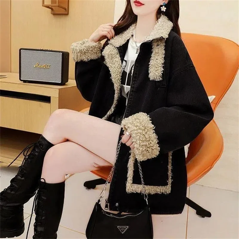 

Women Winter Denim Coat Jacket Women's Autumn Winter Add Velvet Thickening Warm Cowboy Jackets 2022 New Ladies Looes Jeans Coats