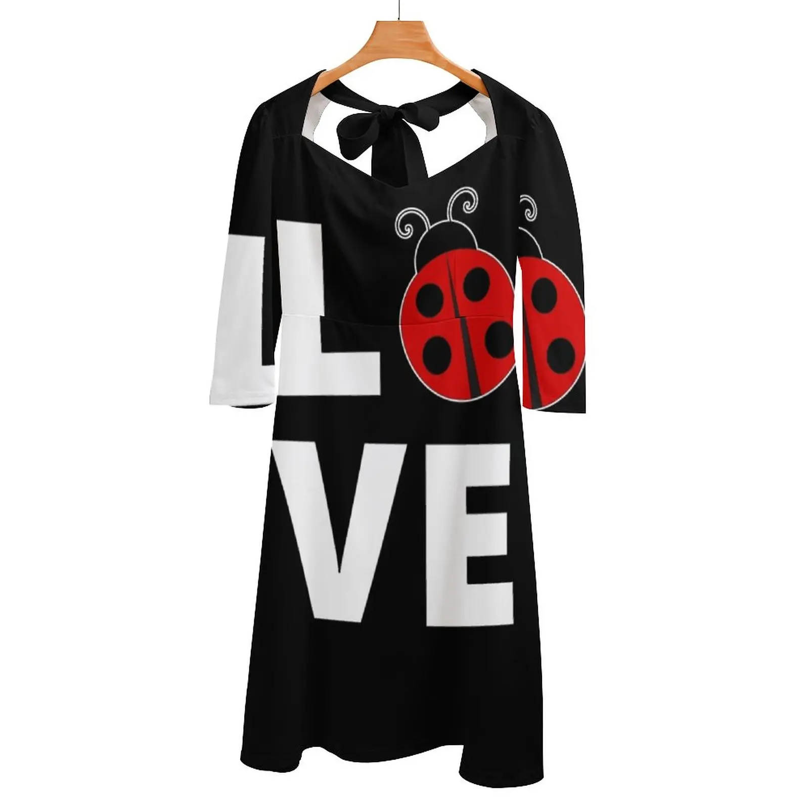 

Love Lovers Gift Lover Back Lacing Backless Dress Square Neck Dress Fashion Design Large Size Loose Dress Lover Art I Love
