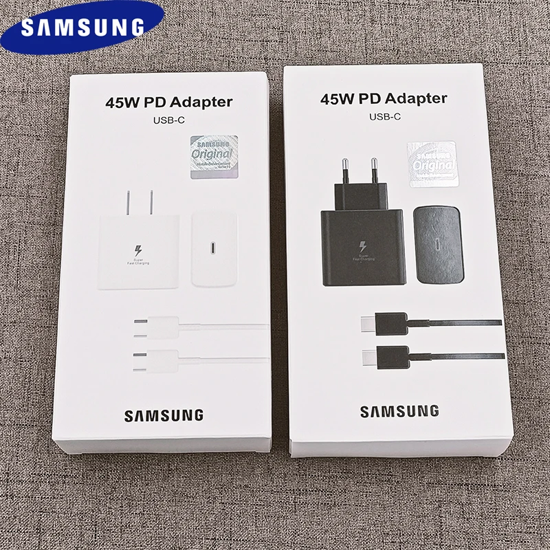 Samsung 45W Super Fast Charger Quick Adapter Usb C To Type C Cable For Galaxy S22 S21 S20 Ultra S10 S9 S8 Note20 10 Plus A71 A91