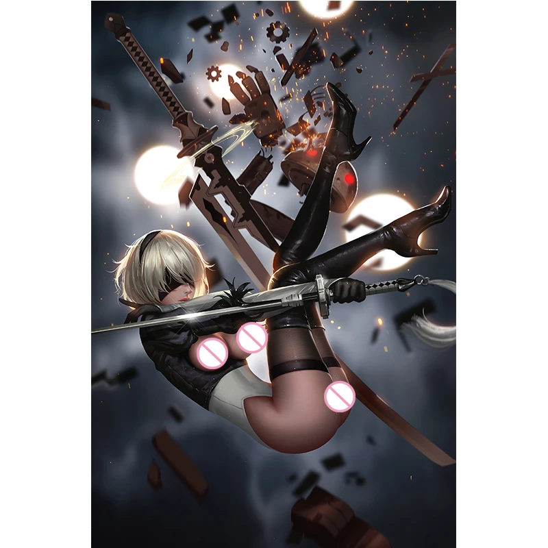 

Custom Print Anime Automata 2B Warrior Nude Sexy Girl Art Posters Wall Art Canvas Painting for Living Room Home Decor Picture