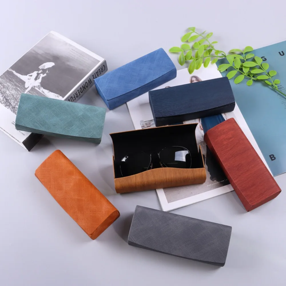 

PU Leather Eyewear Case Portable Solid Color Anti-pressure Sunglasses Case Hard Shell Glasses Case Men