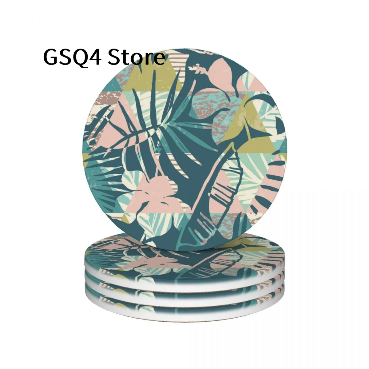 

Hawaiian Tropical Coasters of Drinks Set of 4 Cup Holders Water Absorbing Ceramic Drinks Coaster for Home Kitchen Gift Decor