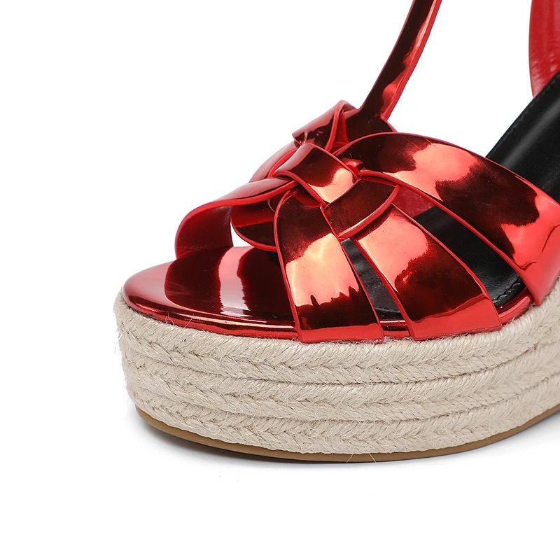 2023 Latest Fashion and Leisure Women's Brand Genuine Leather High Heel Sandals 12CM Open Toe Round Head Hemp Rope Single Shoe