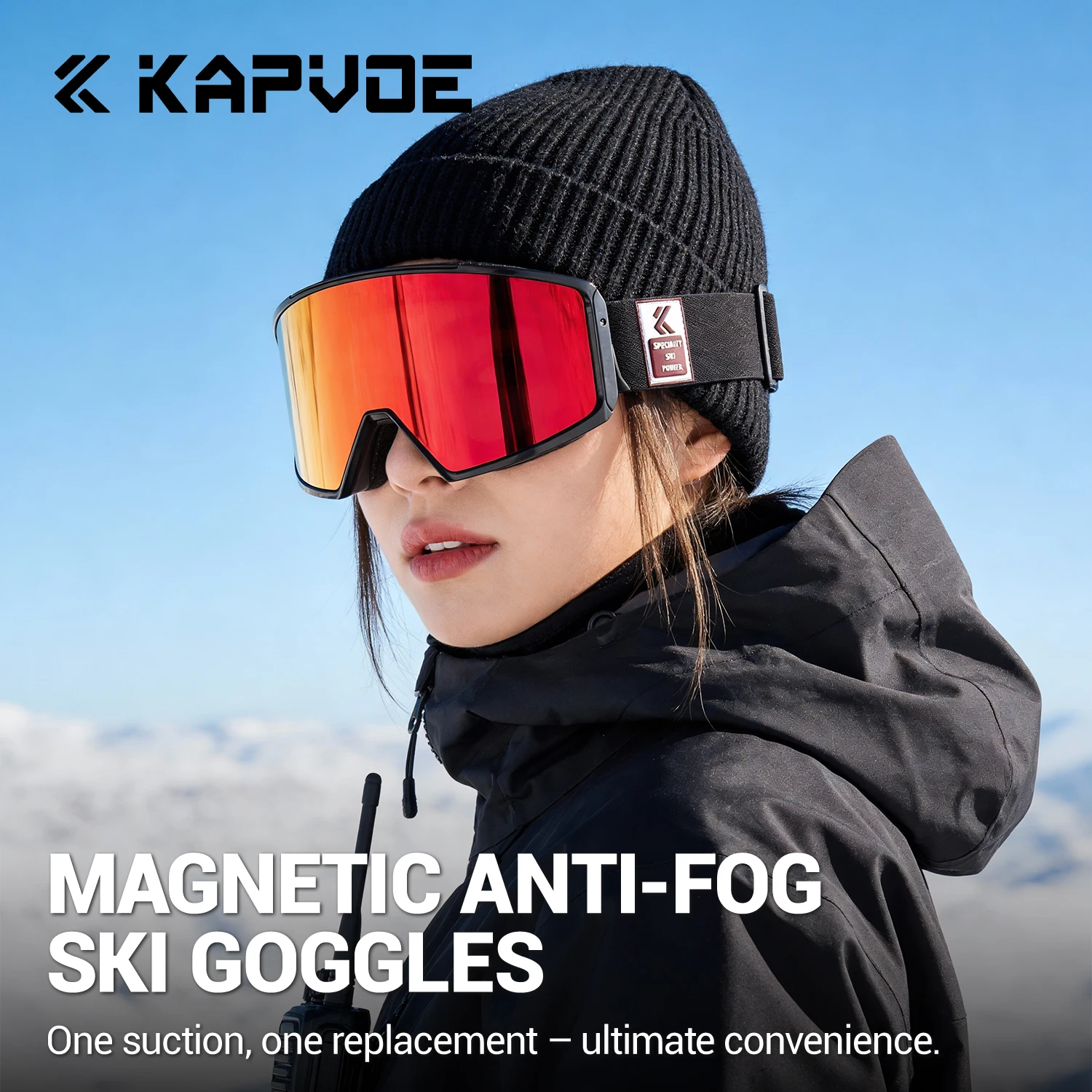 Фото Очки для зимних видов спорта KAPVOE: фотохромные, с защитой UV400, для сноуборда и снегохода, унисекс, с защитой от запотевания, на магнитах №5
