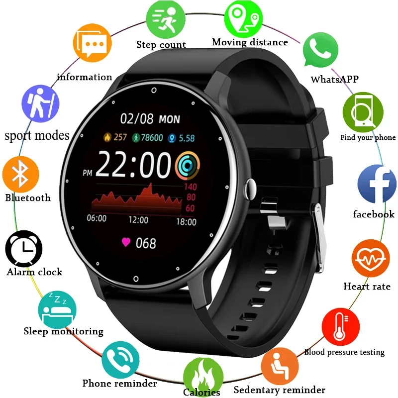 2024 Круглые Умные Часы Унисекс Фитнес-трекер Монитор Сна Водонепроницаемые Для iOS