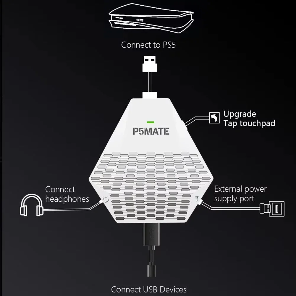 Фото Для PS5 двойной беспроводной игровой контроллер конвертер для BESAVIOR P5mate конвертер 1000 Гц высокоскоростной звуковой эффект HD №4