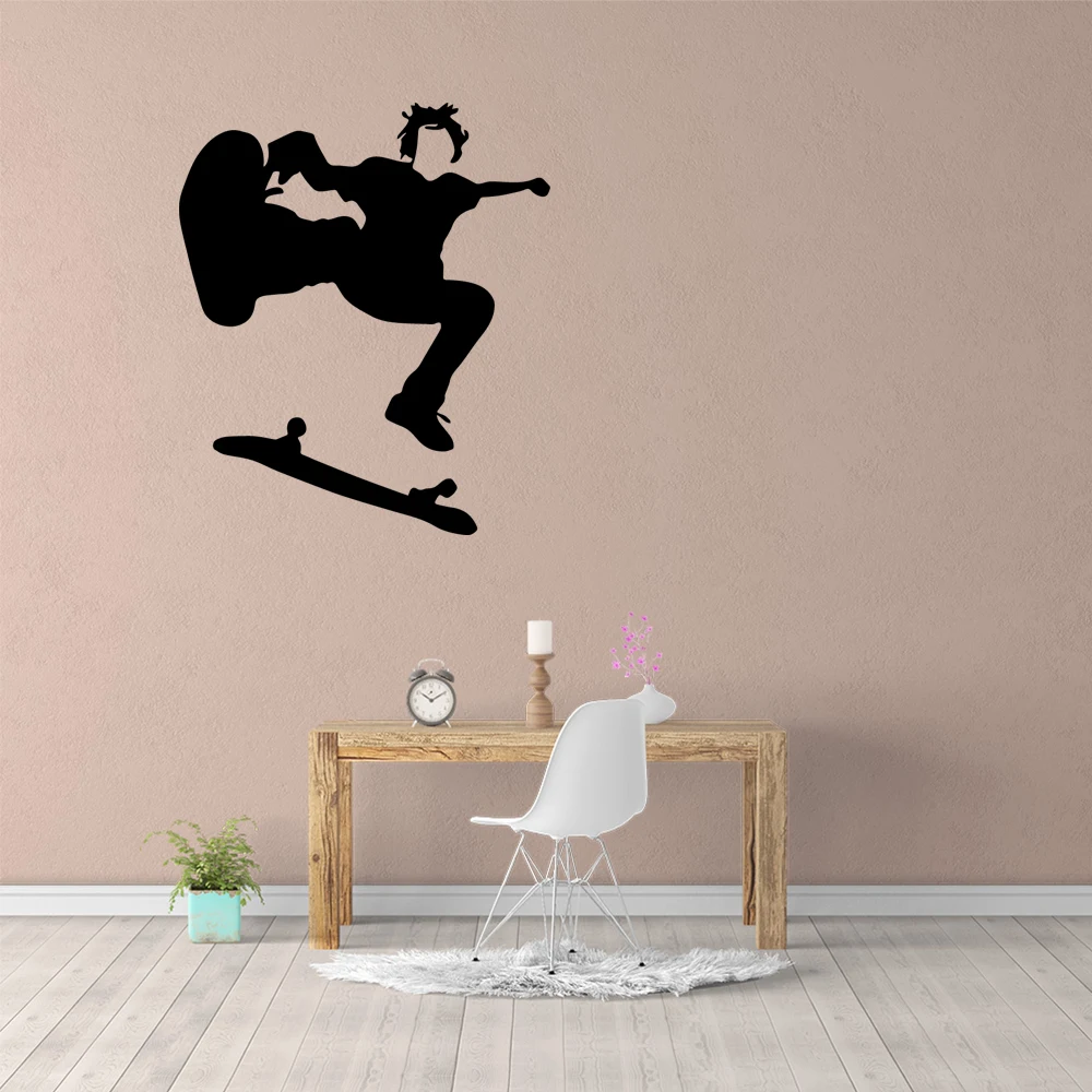 1 шт. красивая наклейка на стену скейтборда парня наклейки из ПВХ для гостиной