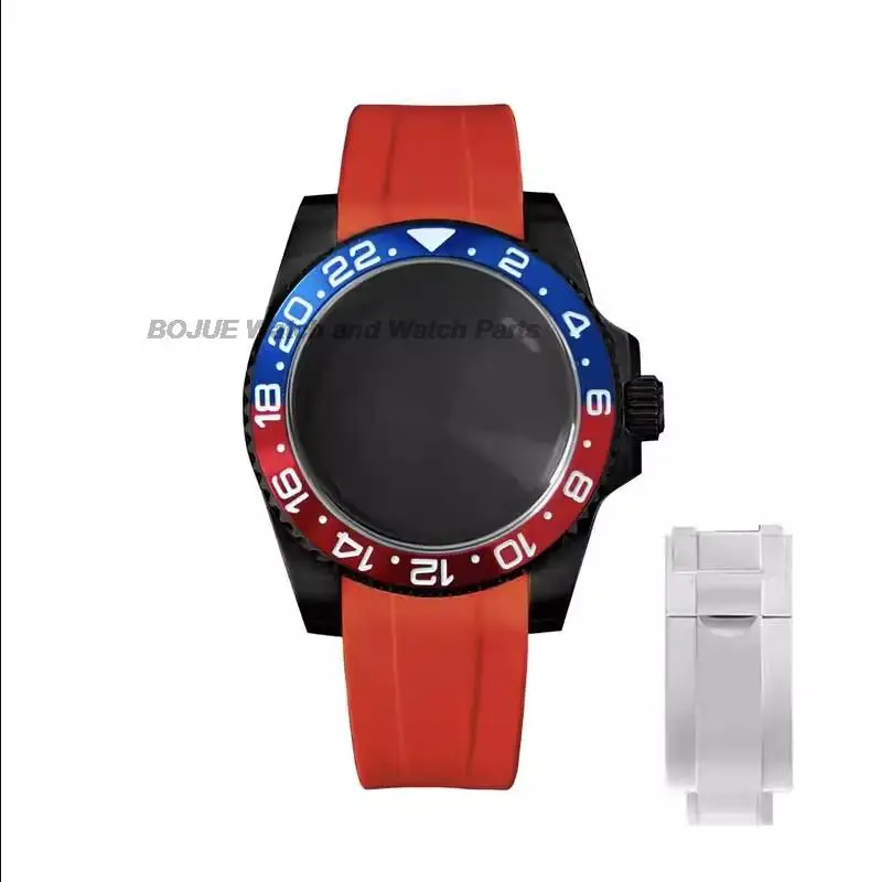 40 мм черный цвет искусственная кожа мужские часы резиновый браслет ремешок для