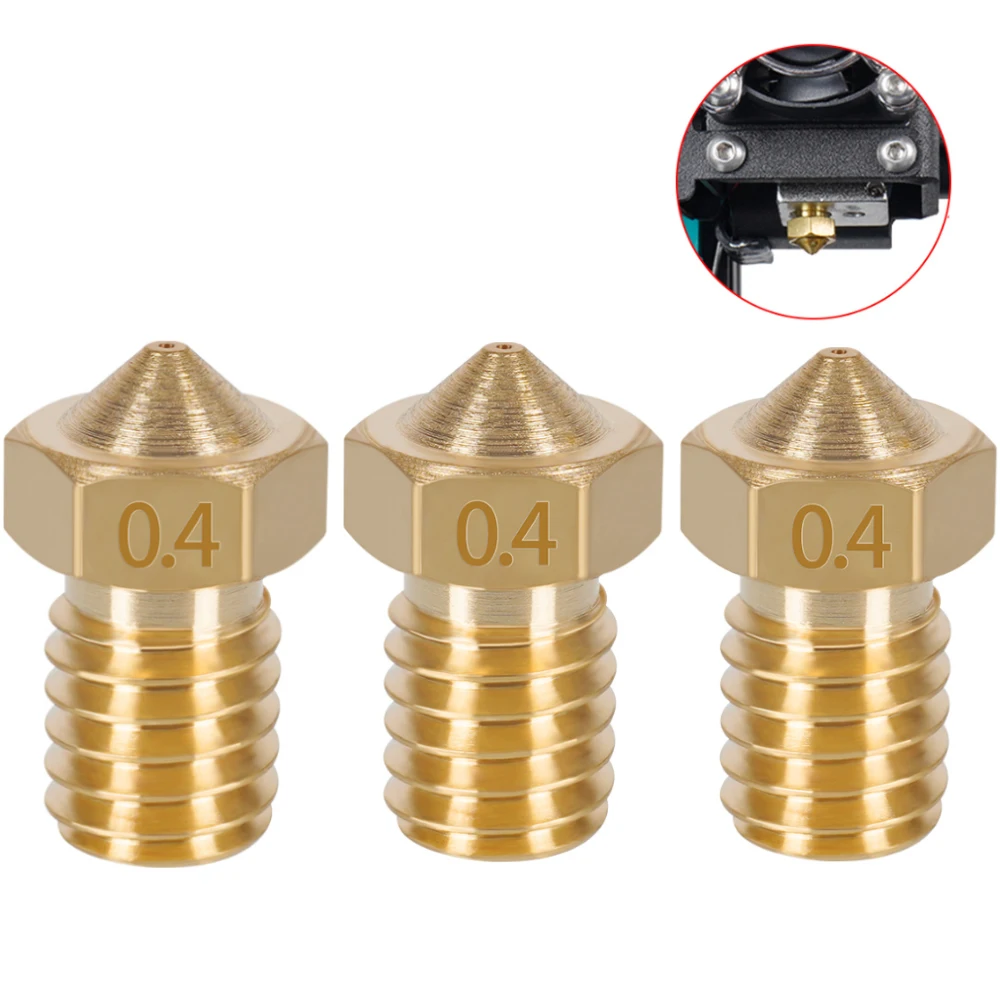 

E3D Nozzles, M6 0.4mm Brass Nozzle Extruder Print Head for 1.75mm Filament E3D V5-V6 3D Printer Nozzle For 1.75mm 3mm Filament