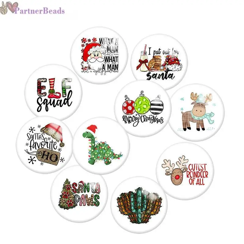 

Christmas Round Photo Glass Cabochon Demo Flat Back Making Findings 20mm Snap Button N7141