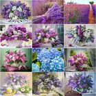 Картина с цветами, ландшафтом, фиолетовая лаванда, гостиная, спальня, домашний декор, картина сделай сам по номеру на холсте