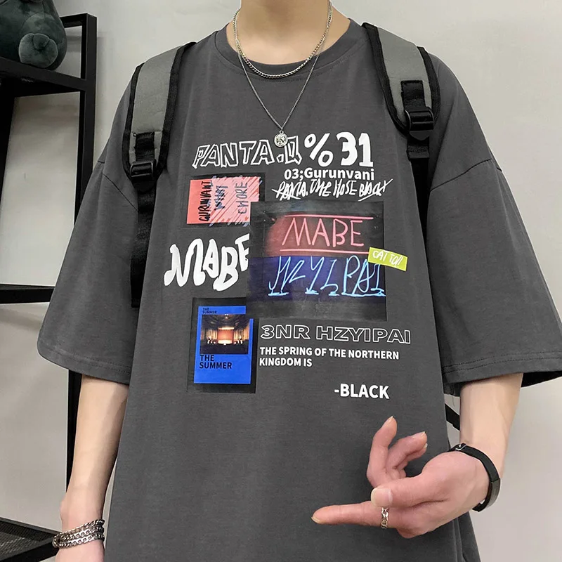 

America Vintage Street T-shirts Men Gothic Letter Graphic Tshirt y2k Man Tops Hip Hop Casual Clothing Male Summer 5XL Tee