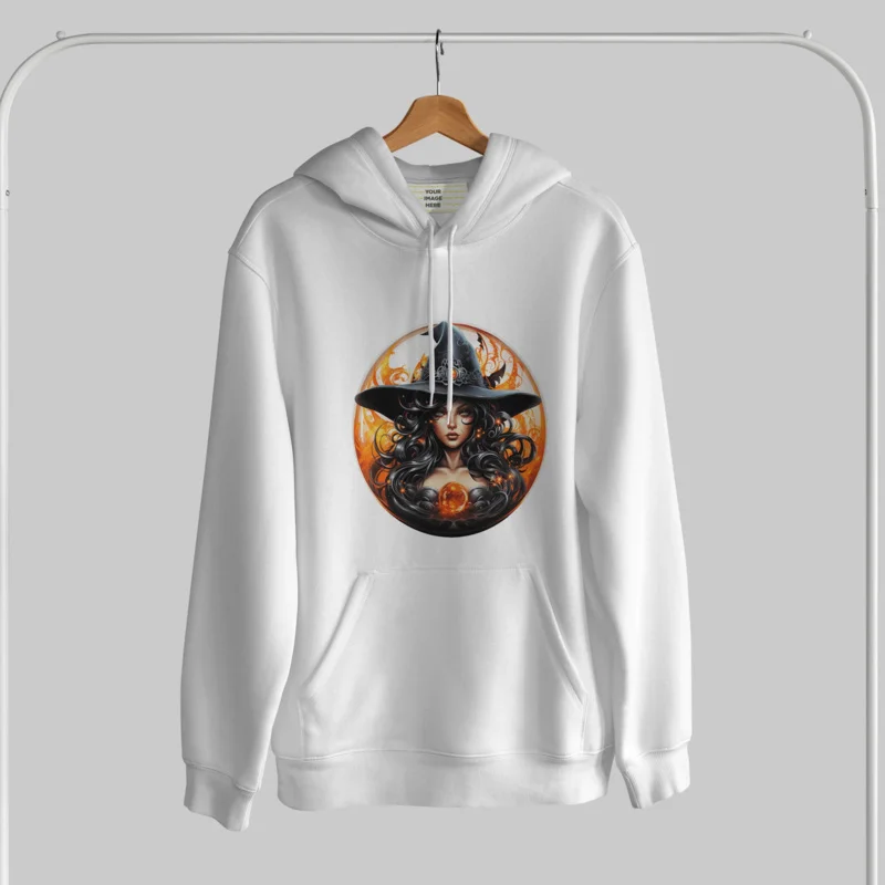 Термонаклейка DTF с изображением таинственной ведьмы и хрустального шара