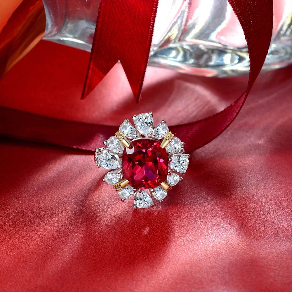 

2021 new ruby 925 sterling silver ring inlaid 1011 luxury full diamond retro wedding ring