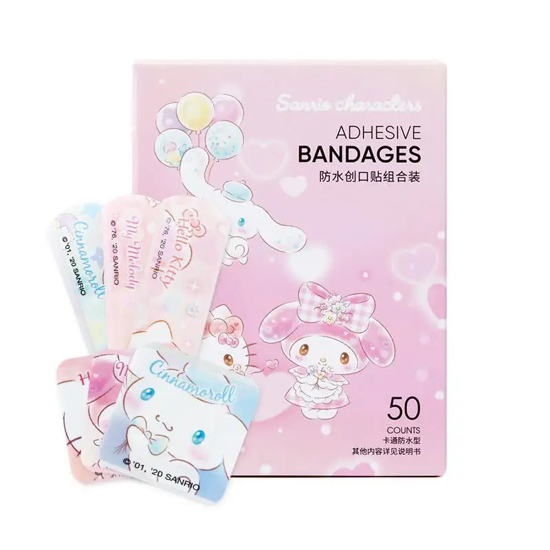 

Kawaii Sanrio Cartoon Hello Kitty Waterproof Adult Band-Aid Kuromi Rilakkuma Children's Glue Disinfection Breathable Bandage
