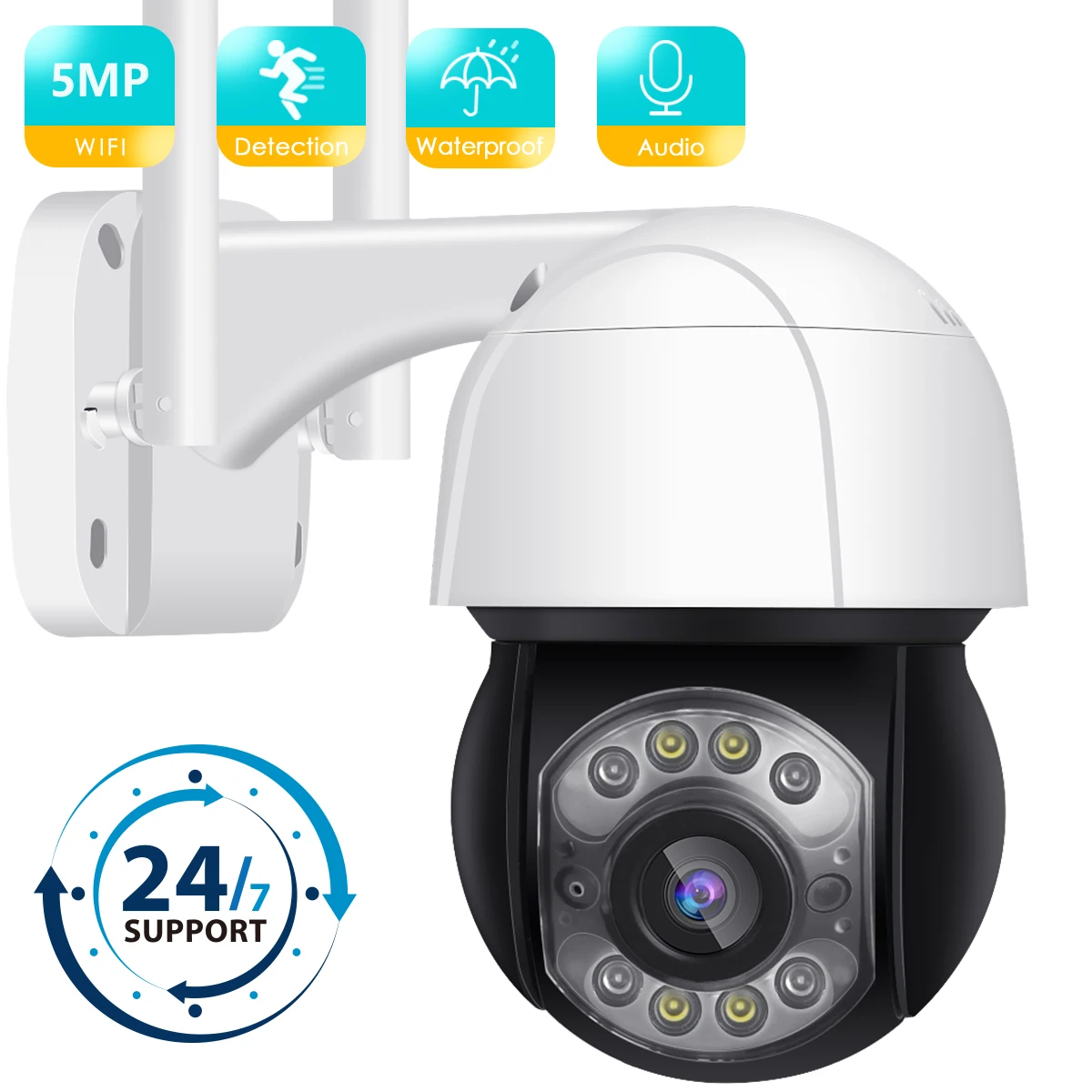 

5MP PTZ Wifi 2MP Camera Outdoor 1080P 4X Zoom Ai Human Detection PTZ IP Camera Outdoor 3MP Auto Tracking CCTV Wireless IP Camera
