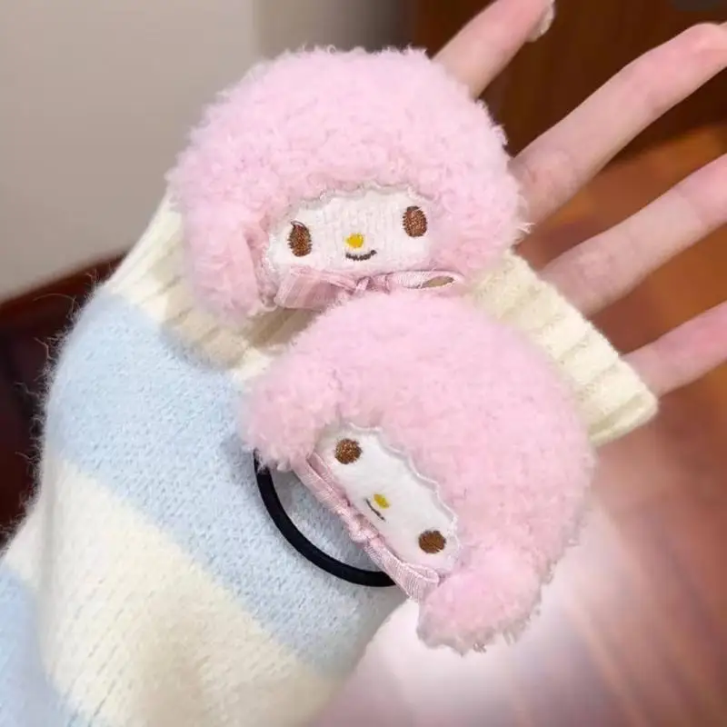 Kawaii Sanrio My Sweet Piano плюшевый круг для волос мультяшная розовая заколка с