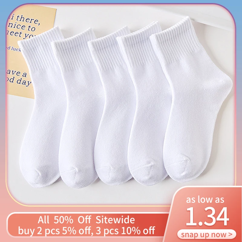 

Thick Cotton White Children Socks Over 3 Years old Kids Middle Tube Sock For Boy Girl Sweat-Absorbing Breathable Sports Socks