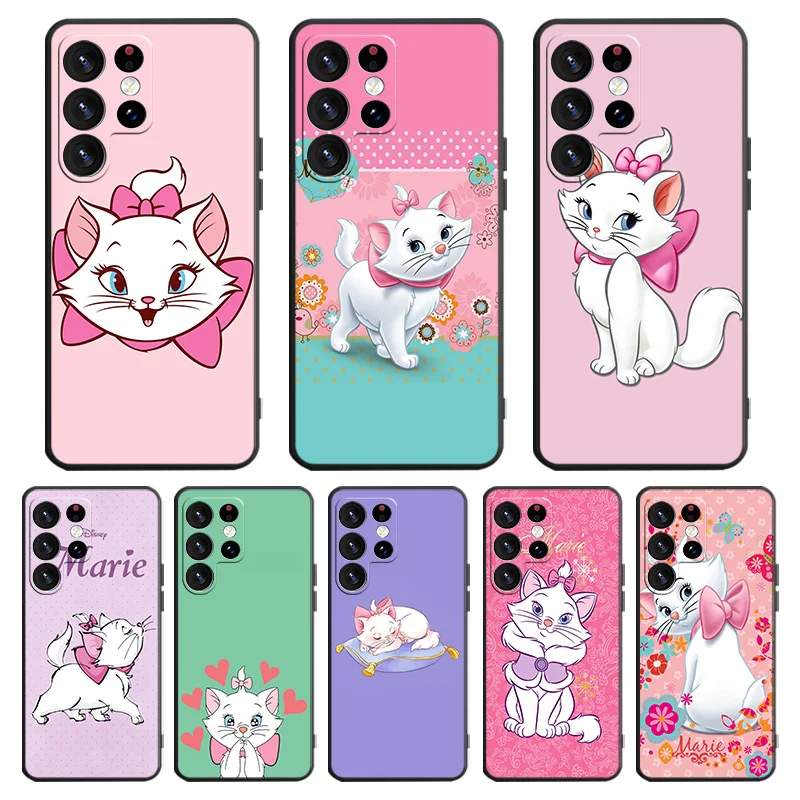 

Cute Marie Cat Phone Case For Samsung Galaxy S23 S22 S21 S20 FE Ultra S10e S10 S9 S8 Plus Lite Black Cover