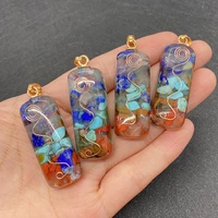 resin wrapped natural stone gravel pendant 16x46mm classic mens and womens jewelry diy necklace earrings accessories
