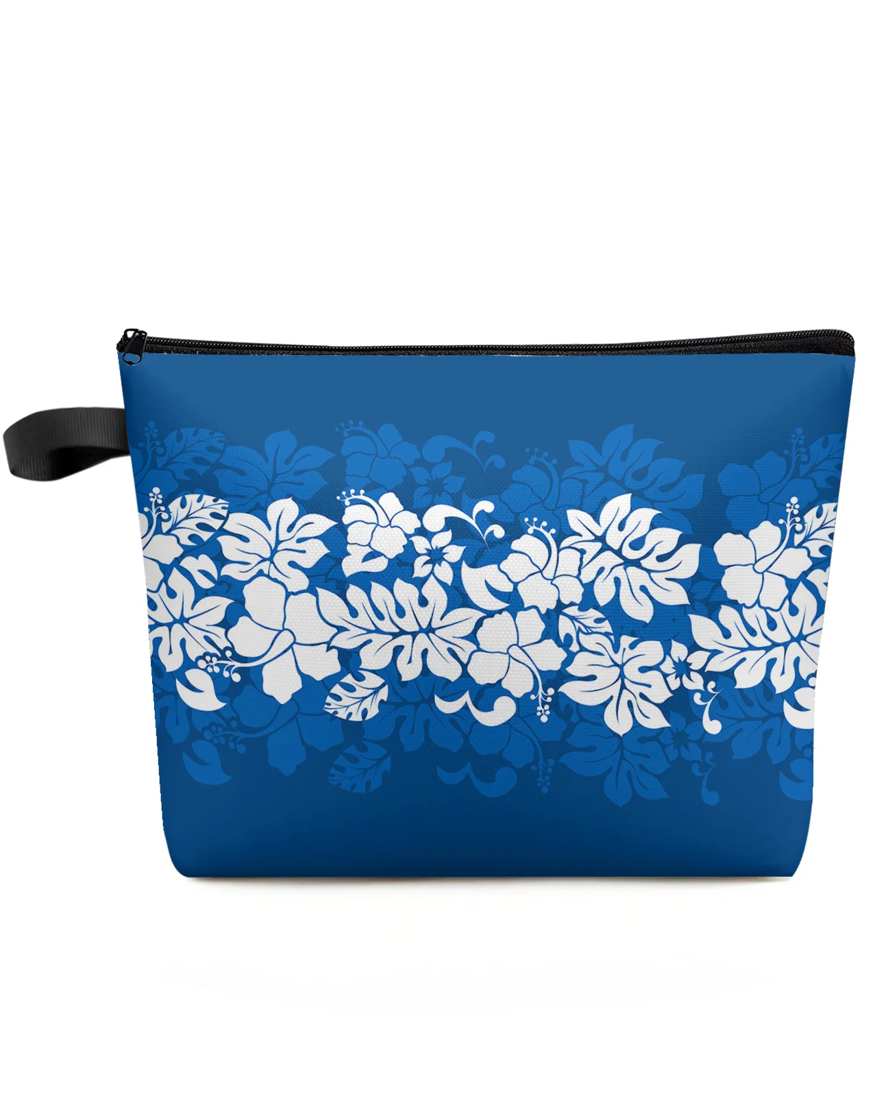 

Hawaiian Tropical Flower Blue Large Capacity Travel Cosmetic Bag Portable Makeup Storage Pouch Women Waterproof Pencil Case