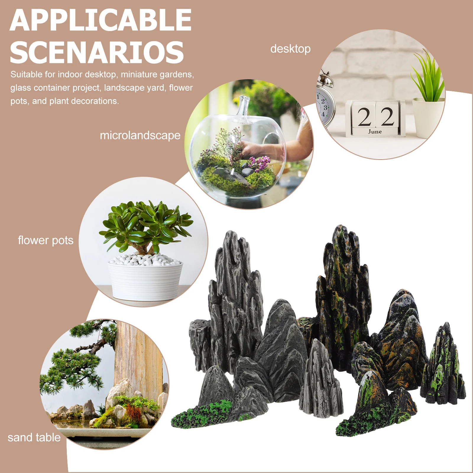 8 шт. микропейзаж миниатюрный рокарий садовый декор аквариум рокeries маленький