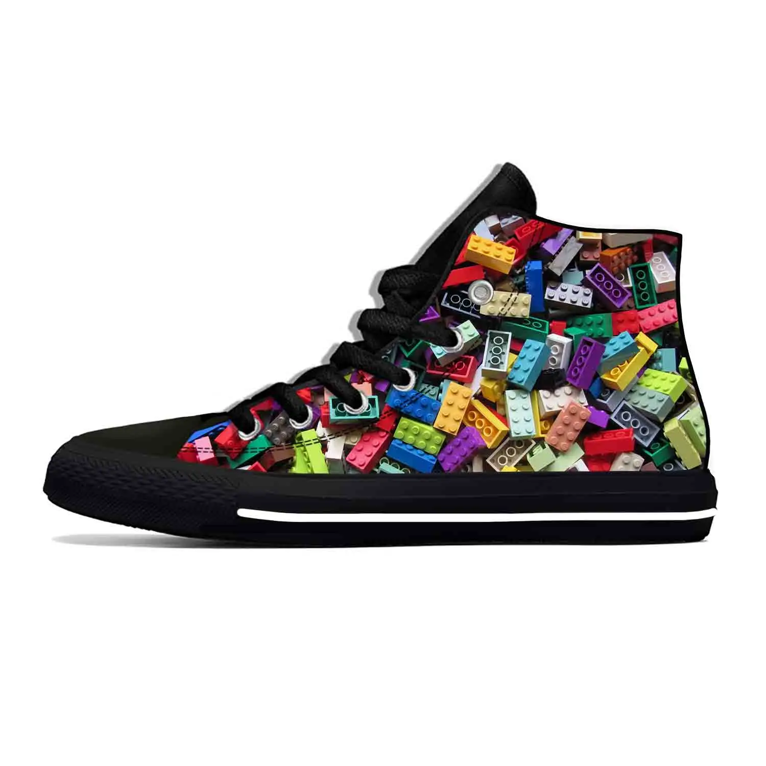 

Building Toys Toy Block Bricks Lightweight Cloth 3D Print Hot Fashion High Top Canvas Shoes Men Women Casual Breathable Sneakers