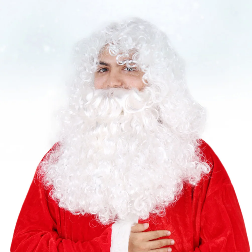 

1pc Cosplay Prop Curly Practical Safe Vivid Santa Beard Party Supplies Cosplay Prop for Christmas Performance