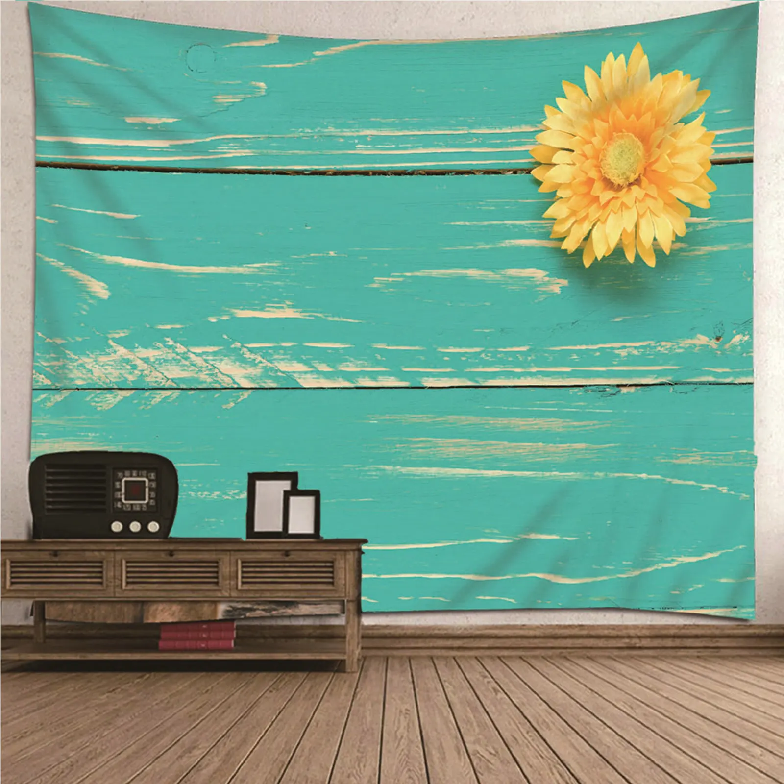 

Decor Wall Art Home Decor Painting Trippy Mandala Hippie Retro Blue Wooden & Flower Wall Hanging Blanket Dorm Art Decor Covering