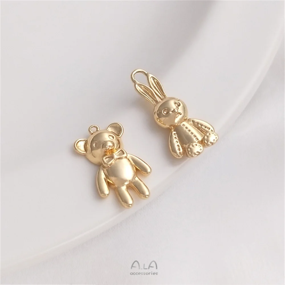 Купи 14K gold wrapped cute bear bunny pendant handmade jewelry pendant diy bracelet necklace jewelry charm за 52 рублей в магазине AliExpress