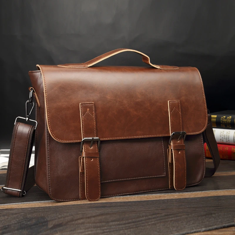 

Leather Bag Bags Casual Men Messenger Laptop Shoulder Man Handbag For Business Crazy Leather Men Horse Briefcases Artificial