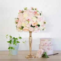 top quality pink artificial silk roses road lead huge flower ball wedding table centerpiece wedding flower docoration 2pcslot