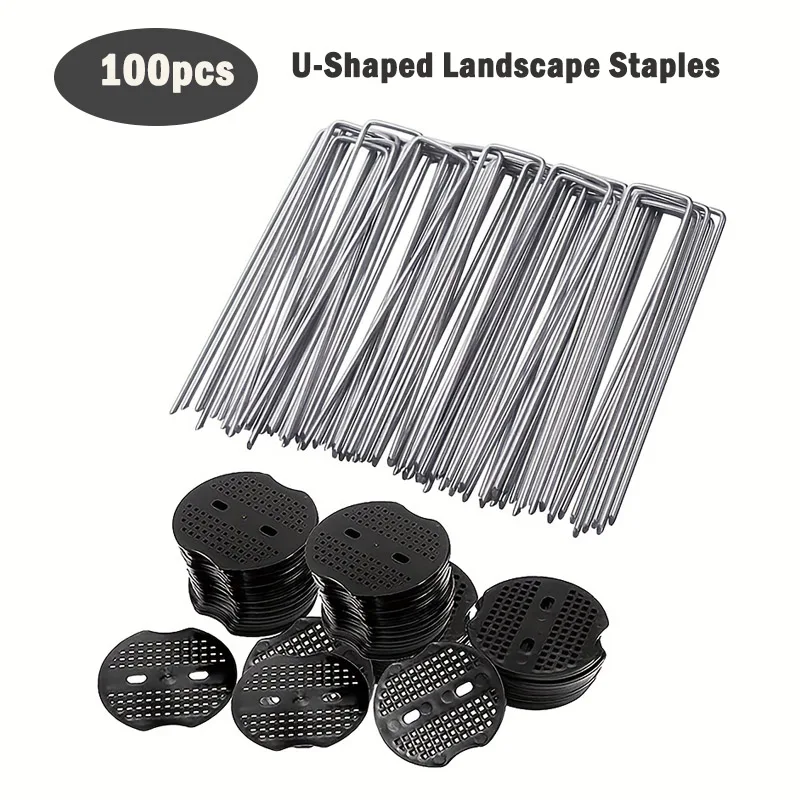 100 pcs U-Shaped Garden Landscape Staples For Outdoor Irrigation Hose, Fixed Fence, Artificial Turf Nails And Tents 6 Inches