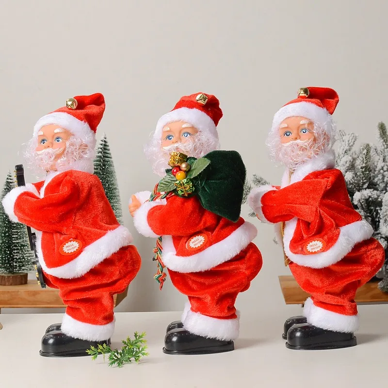 

New Cross Border Electric Twisted Hips Santa Claus with Music Christmas Children's Gift Toy Mall Window Decoration